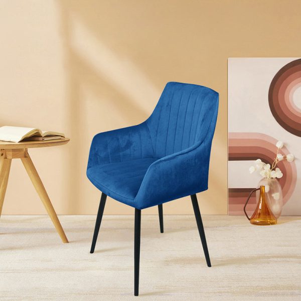 Modern Minimalist Square Iron Velvet Fabric Sponge Dining Chair Four Legs Armrest Backrest For Dining Room - Image 8