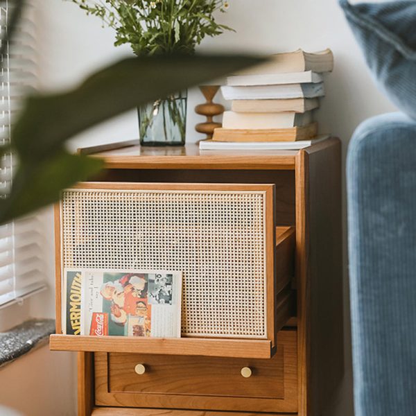 Contemporary Retro Square Solid Wood Nightstand 2-Drawer For Bedroom - Image 15