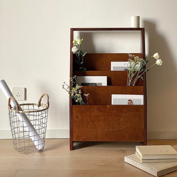 Contemporary Retro Rectangular Plank Bookshelves 3-Shelf For Home Office - Image 3