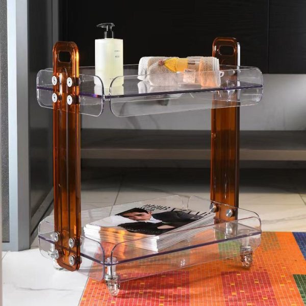Contemporary Scandinavian Rectangular Acrylic PC End Table 2-Tier For Bedroom - Image 7