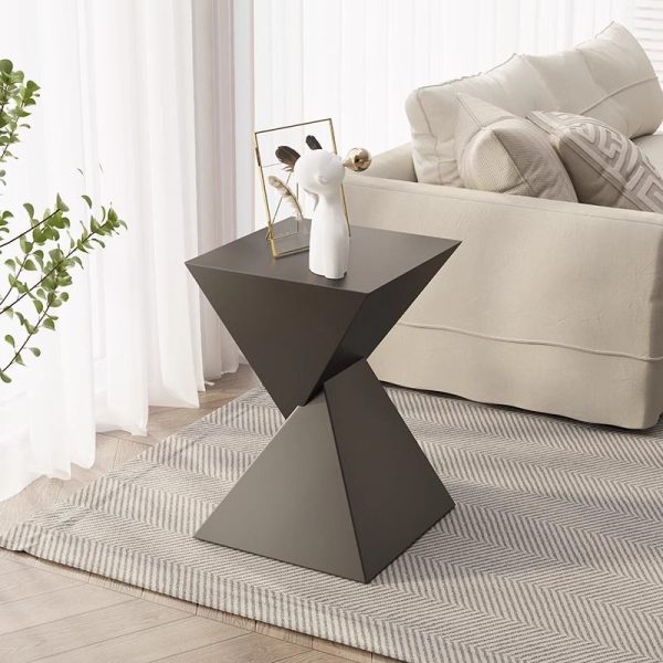 Modern Minimalist Square Funnel Metal End Table For Living Room - Image 2