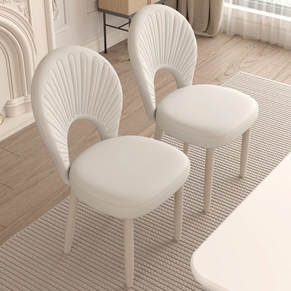 Modern Minimalist Curved Half Round Square PU Leather Iron Dining Chair Backrest Armless For Dining Room - Image 2