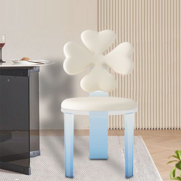 Modern Minimalist Clover Microfiber Leather Acrylic Dining Chair Backrest For Dining Room - Image 2