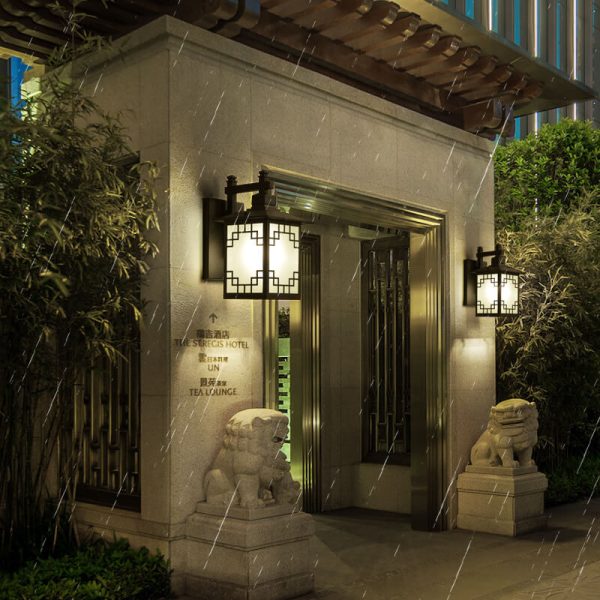 Traditional Chinese Rectangle Galvanized Sheet Zinc Alloy 1-Light Wall Sconce Lamp For Outdoor Patio - Image 8