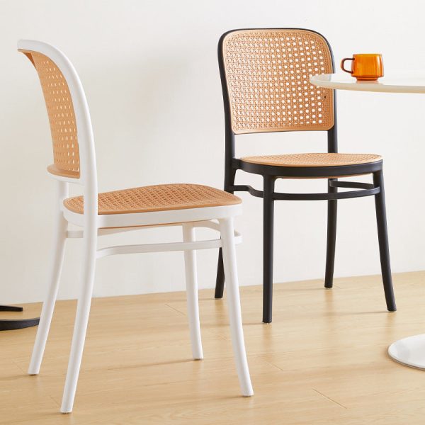 Modern Minimalist Square Rattan Plastic Dining Chair For Dining Room - Image 12