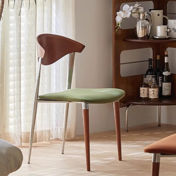 Traditional Vintage Square Velvet Iron Tapered Legs Dining Chair Backrest Armless For Dining Room - Image 2