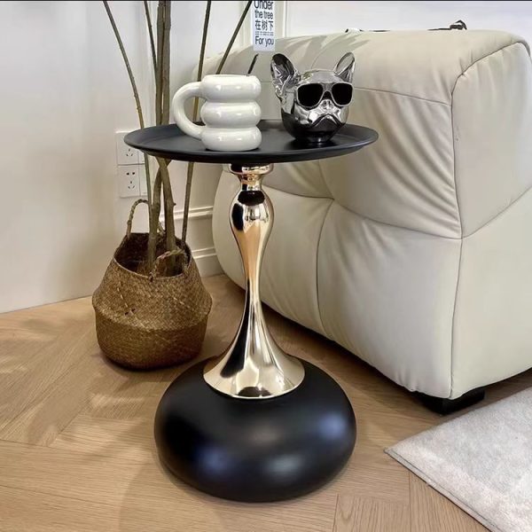 Contemporary Simplicity Geometric Circle Tray Top Iron End Table For Living Room - Image 15