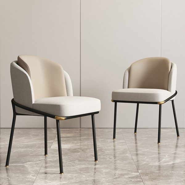 Contemporary Nordic Square Fabric Leather Carbon Steel Dining Chair Backrest For Living Room - Image 10