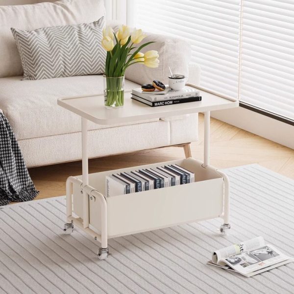 Modern Simplicity Tray Top Leather Storage Movable End Table 2-Tier For Living Room - Image 16
