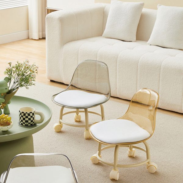 Contemporary Creative Round Acrylic Double-Pedestal Caster Swivel Footstool Backrest For Living Room - Image 17