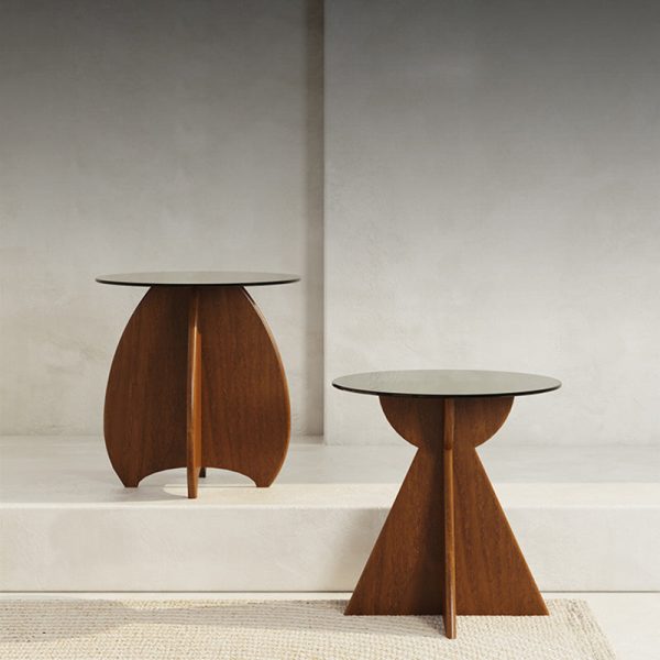 Contemporary Nordic Round Cross-Legged Glass Pine Wood Side Table For Living Room - Image 9
