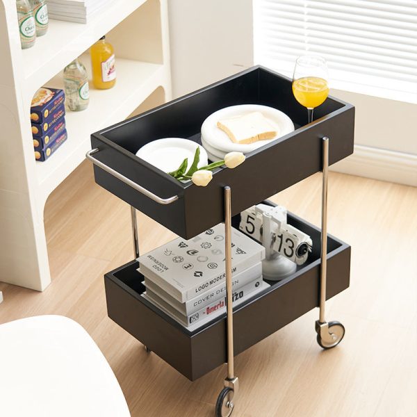 Modern Eclectic Rectangular Stainless Steel End Table 2-Tier For Living Room - Image 9