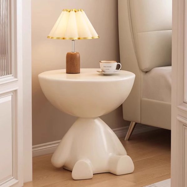 Contemporary Scandinavian Round PE Cartoon Bear Base End Table For Living Room - Image 15