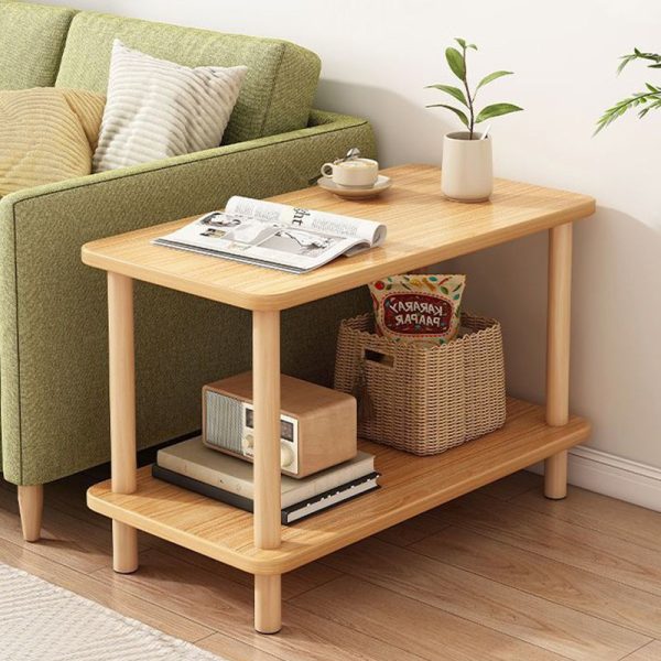 Traditional Japanese Wood Rectangular End Table 3-Tier For Living Room - Image 11