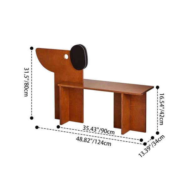 Contemporary Creative Dog Rectangular Wood Chair Backless Armless For Bedroom - Image 4