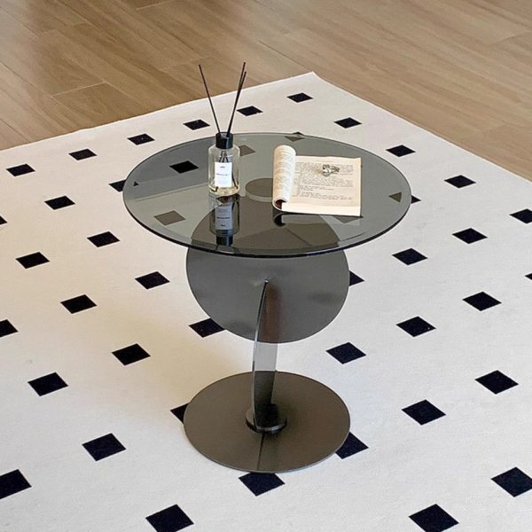 Modern Art Deco Round Combine Design Glass Metal End Table For Living Room - Image 14