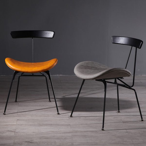Contemporary Luxury PU Leather Upholstered Metal Legs Curved Dining Chair Backrest For Dining Room - Image 19
