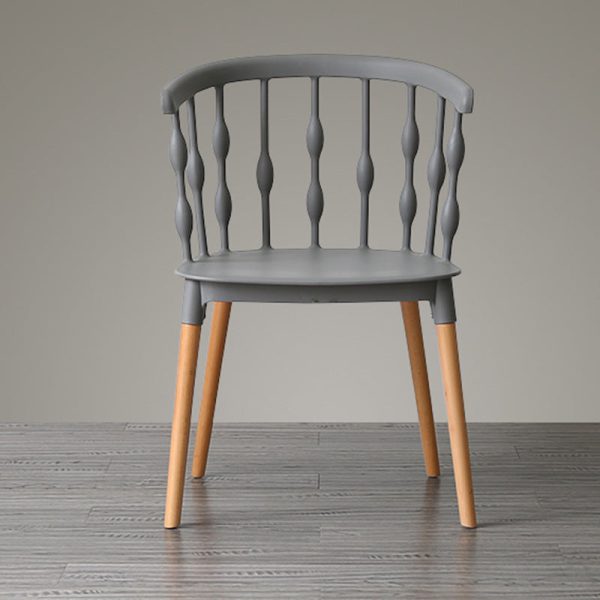 Contemporary Creative Square Vertical Strip PP Plastic Beechwood Dining Chair Backrest For Dining Room - Image 2