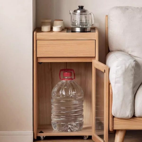 Modern Minimalist Removable Rectangular Solid Wood End Table 1-Drawer For Living Room - Image 10
