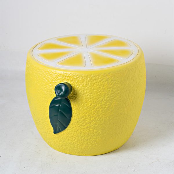 Modern Art Deco Lemon Leaf Round Plastic Chair Backless Armless For Bedroom - Image 14