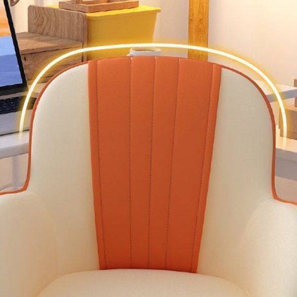 Contemporary Scandinavian Curve Square PU Leather Steel Nylon Desk Chair Backrest Arm For Home Office - Image 6