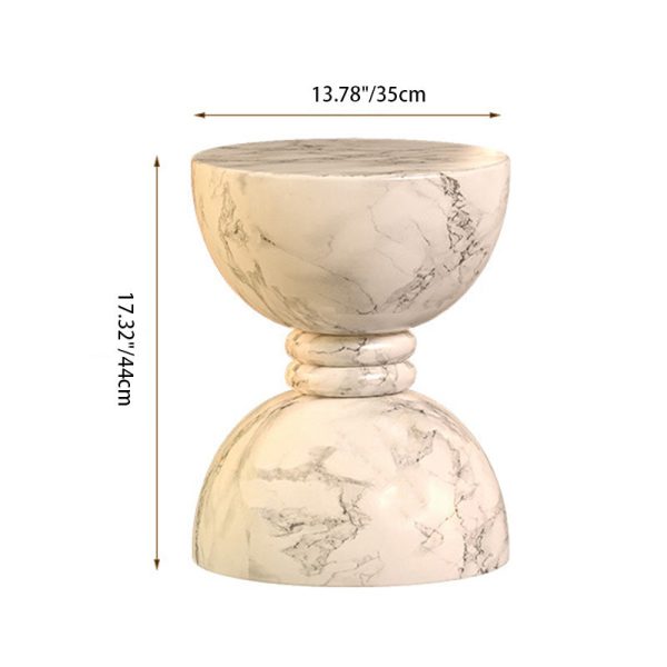 Modern Minimalist Round Marble Grain Magnesium Oxide End Table For Living Room - Image 4
