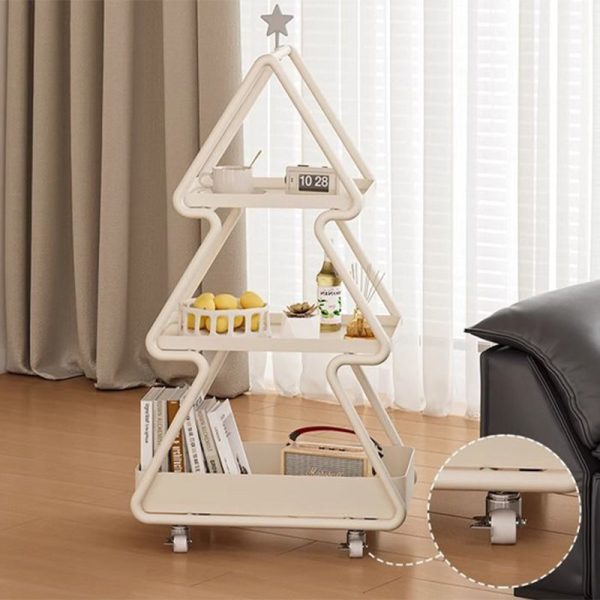 Modern Art Deco Removable Christmas Tree Glass Stainless Steel Side Table 3-Tier For Living Room - Image 9