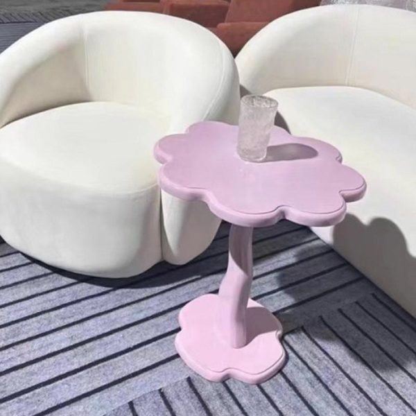 Contemporary Scandinavian Petal Flower Glass Stainless Steel End Table 1-Tier For Living Room - Image 3