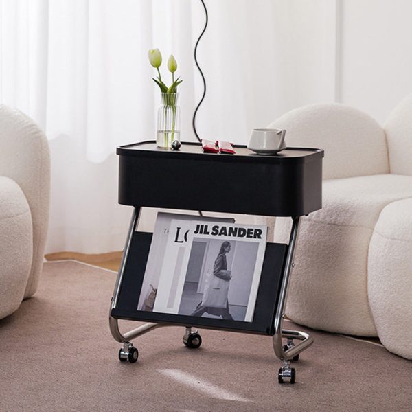 Contemporary Simplicity Rectangular Stainless Steel Side Table 1-Drawer For Living Room - Image 12