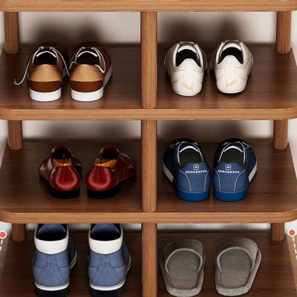 Modern Minimalist Rectangular Cylinder PVC Wood Shoe Storage 6/7 Tier For Entryways - Image 6