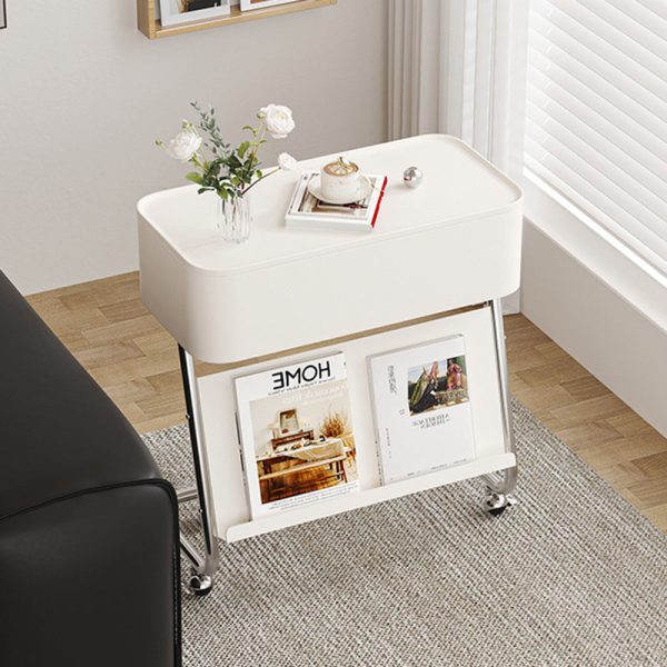 Contemporary Simplicity Rectangular Stainless Steel Side Table 1-Drawer For Living Room - Image 11