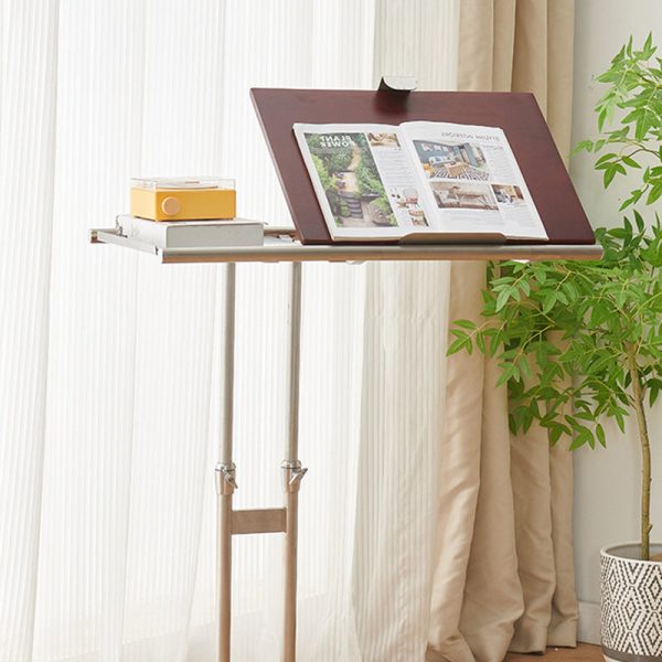 Contemporary Scandinavian Rectangular Elevated Shelf Wood Iron Metal End Table 1-Tier For Living Room - Image 21