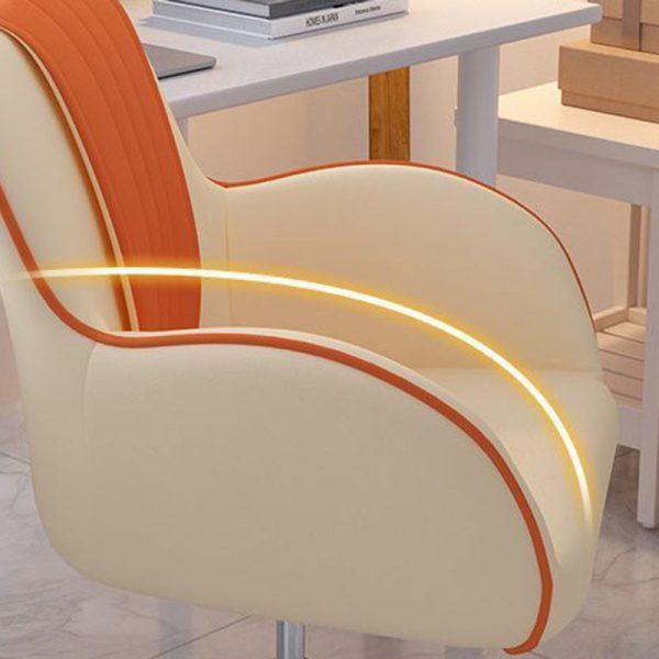 Contemporary Scandinavian Curve Square PU Leather Steel Nylon Desk Chair Backrest Arm For Home Office - Image 10
