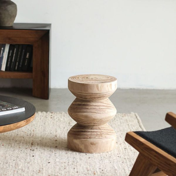Traditional Vintage Round Column Wood End Table For Bedside - Image 29