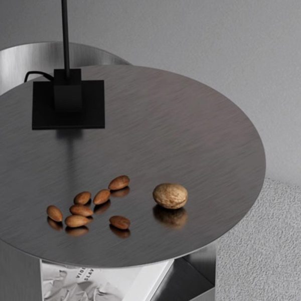 Modern Minimalist Round Stainless Steel End Table 2-Tier For Living Room - Image 6