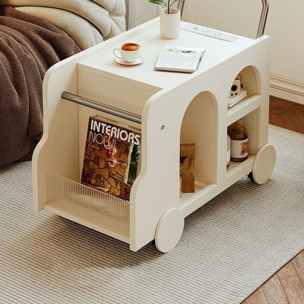 Contemporary Nordic Rectangular Trolley Plate Metal Acrylic Side Table 4-Storage For Living Room - Image 12