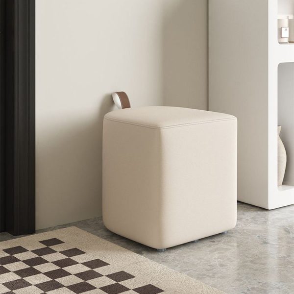 Modern Minimalist Cylinder Oval Microfiber Leather Solid Wood Vanity Stool Backless Armless For Bedroom - Image 10