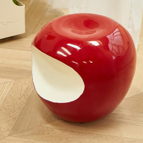 Modern Art Deco Apple Round Resin Chair Backless Armless For Bedroom - Image 12