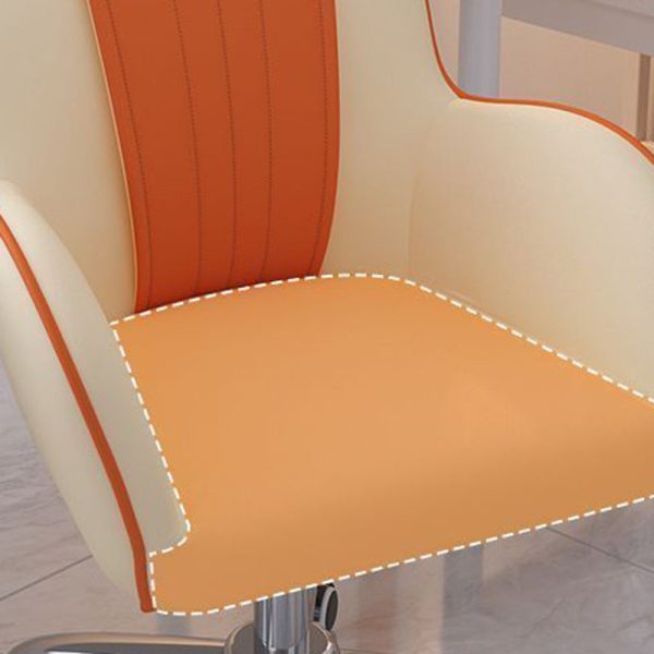 Contemporary Scandinavian Curve Square PU Leather Steel Nylon Desk Chair Backrest Arm For Home Office - Image 5