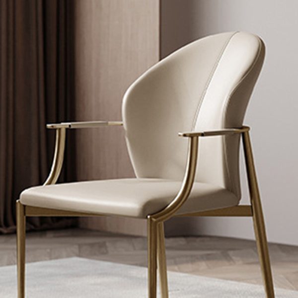 Modern Simplicity Microfiber Leather Stainless Steel Sponge Square Wraparound Dining Chair Backrest Armrest For Dining Room - Image 3