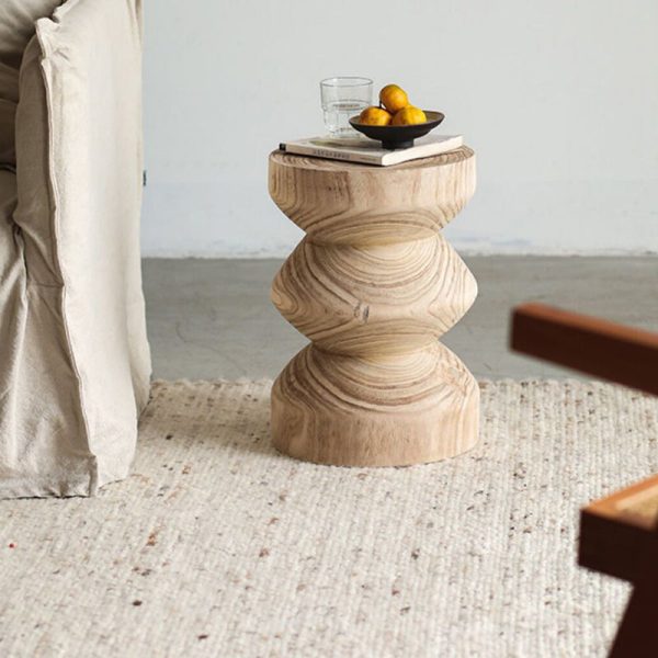 Traditional Vintage Round Column Wood End Table For Bedside - Image 25