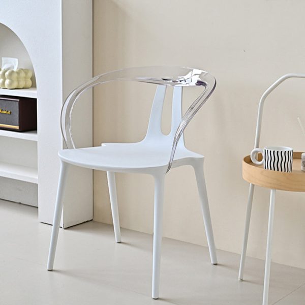 Modern Minimalist Curve Frame Plastic Dining Chair Backrest Armrest For Dining Room - Image 3