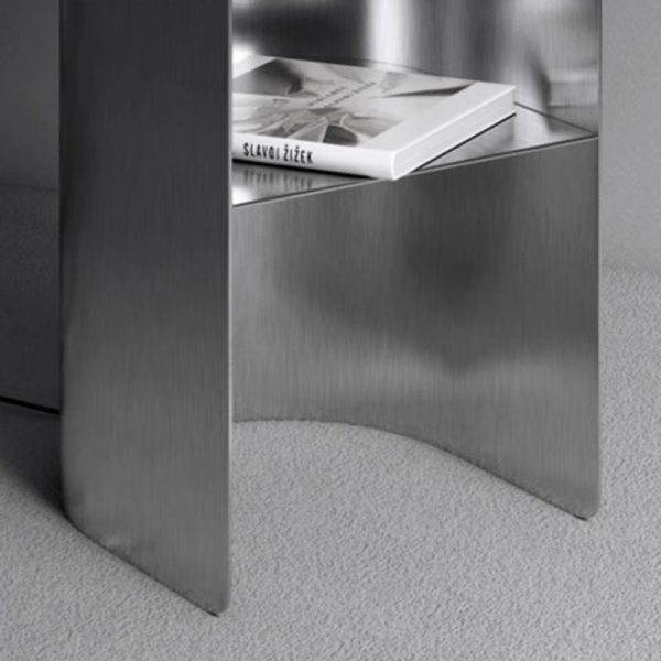 Modern Minimalist Round Stainless Steel End Table 2-Tier For Living Room - Image 5