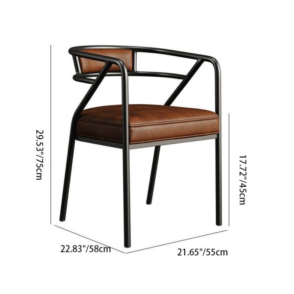Contemporary Industrial Square Upholstered Suede Fabric Leather Iron Dining Chair Curved Backrest Armrest for Dining Room - Image 4