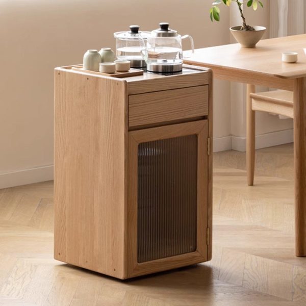 Modern Minimalist Removable Rectangular Solid Wood End Table 1-Drawer For Living Room - Image 15