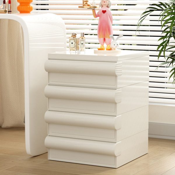 Contemporary Scandinavian Rectangular Cubic Rounded Handle ABS Nightstand 2/3/4 Drawer Movable For Bedroom - Image 18