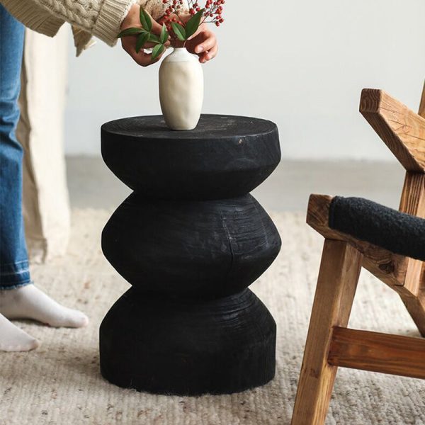 Traditional Vintage Round Column Wood End Table For Bedside - Image 22
