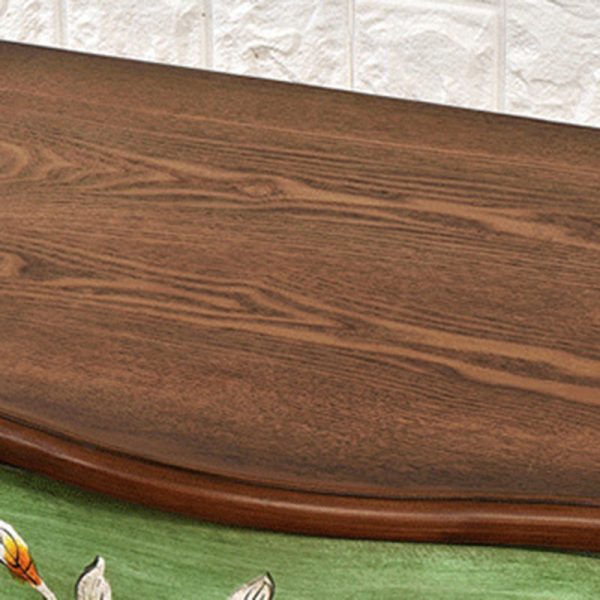 Traditional European Square Round Flower Painted Birch Rubber Wood MDF Metal Side Table 2-Drawer For Living Room - Image 9