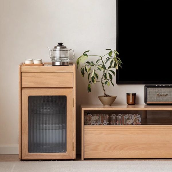 Modern Minimalist Removable Rectangular Solid Wood End Table 1-Drawer For Living Room - Image 9