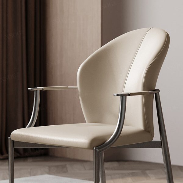 Modern Simplicity Microfiber Leather Stainless Steel Sponge Square Wraparound Dining Chair Backrest Armrest For Dining Room - Image 12